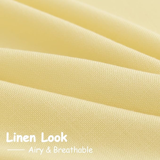 Yellow Semi Sheer Curtains 108 Inches Long 2 Panels Set Back Tab Loop Pocket - Image 5