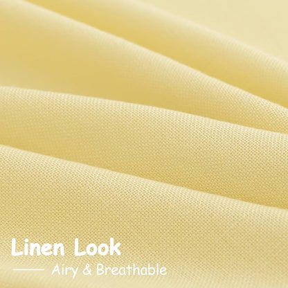 Yellow Semi Sheer Curtains 108 Inches Long 2 Panels Set Back Tab Loop Pocket - Image 5