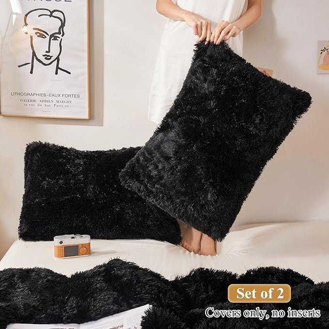 XeGe Faux Fur Throw Pillow Cases Plush Shaggy Ultra Soft Pillow Cover Fluffy - Image 2