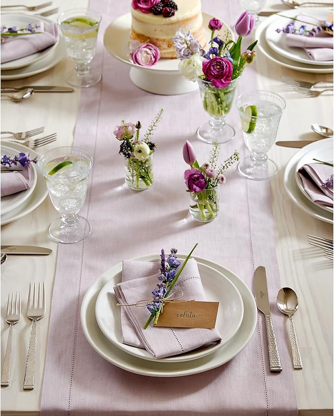 Solino Home Linen Lilac Table Runner 132 Inches Long - Image 3