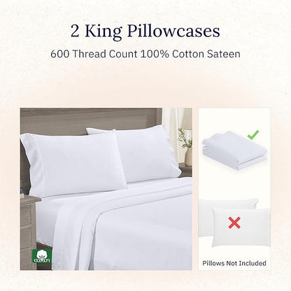 California Design Den Luxuriously Soft 600 Thread Count 100% Cotton King Size - Image 3