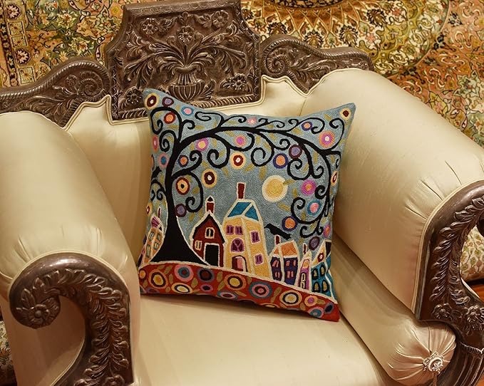 Turquoise Tree of Life Throw Pillow Cover | Karla Gerard Bird Pillows | Blue - Image 2