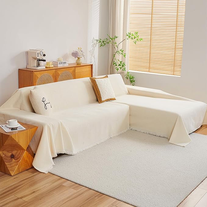 MYSKY HOME Couch Cover for Sectional Sofa, 2 Pieces Chenille Couch Covers for L - Image 2