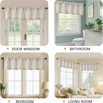 OVZME Valance for Windows, Light Filtering Faux Linen Textured Small Short - Image 5