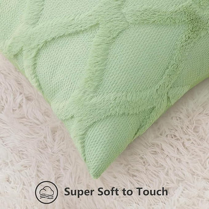 decorUhome Throw Pillow Covers 26x26 Inch Set of 2, Soft Plush Faux Fur Wool - Image 2