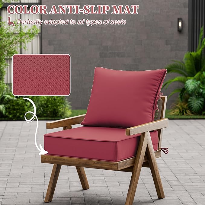 Outdoor Seat Cushion Set 19 L × 19 W × 4 H Inch Waterproof & Fade Resistant - Image 6