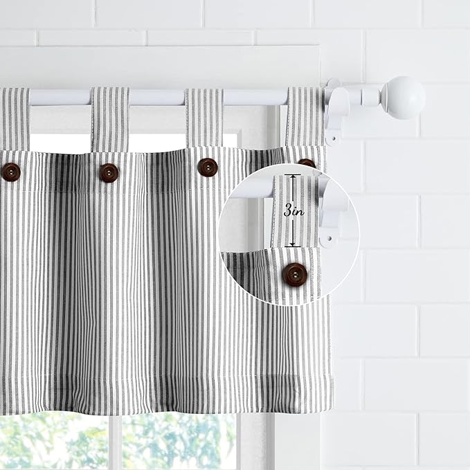 July Joy Cotton Valance Curtains 18 Inches Long Country Kitchen Curtains Tab Top - Image 4