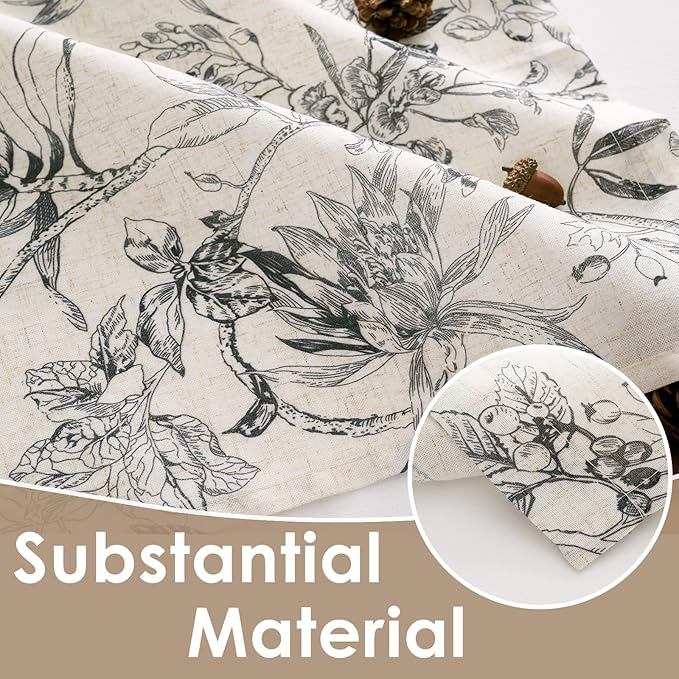 jinchan Floral Linen Kitchen Curtains Farmhouse Tier Curtains French Small - Image 6