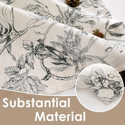 jinchan Floral Linen Kitchen Curtains Farmhouse Tier Curtains French Small - Image 6