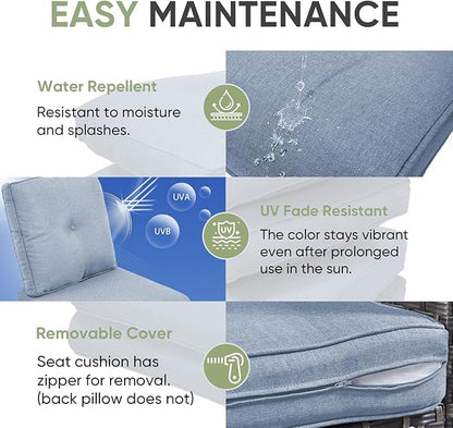 Outdoor Chair Cushion Set of 3, Waterproof Outdoor Seat Cushions 25x22 - Image 4