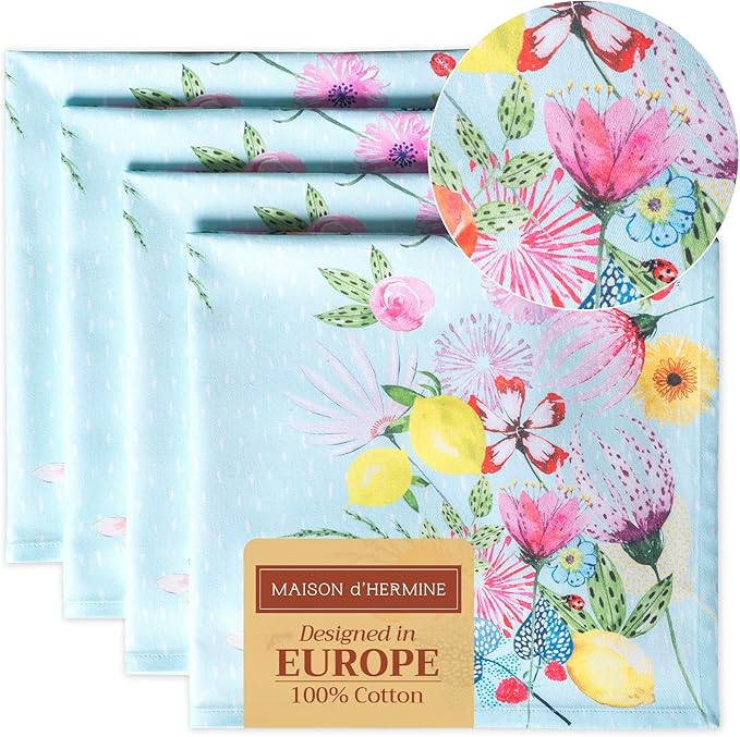 Maison d' Hermine Cloth Napkins Set of 4 100% Cotton Everyday Reusable Square by MaisondHermine