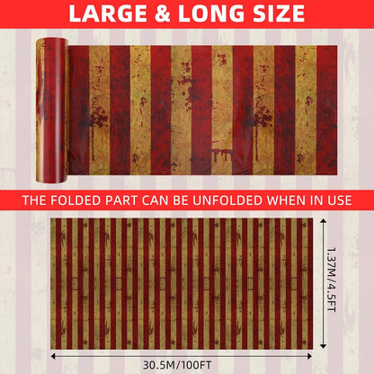 Dandat 100 ft Creepy Carnival Tablecloth Roll Halloween Bloody Backdrop