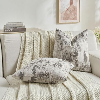 FUTEI Black White Decorative Throw Pillow Covers 20x20 Inch Set of 2, Soft Faux - Image 6
