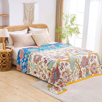 Boho Throw Blanket for Bed, 100% Cotton Soft Rustic Quilt Fall Blanket - Image 7