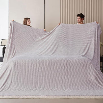 Oversized King Fleece Blanket 120x120 Inches, Seamless Soft Cozy 3D Jacquard by Korbliss