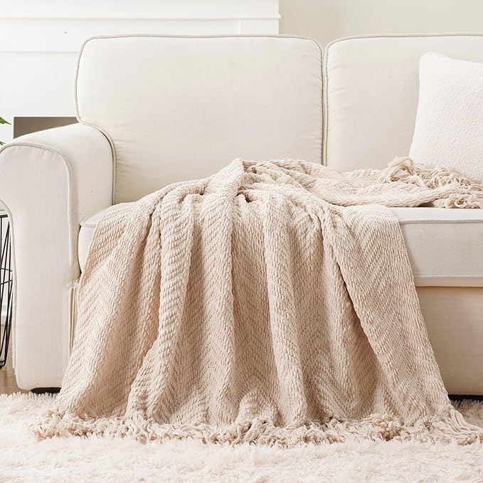 BATTILO HOME Beige Throw Blanket - Image 2