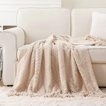 BATTILO HOME Beige Throw Blanket - Image 2