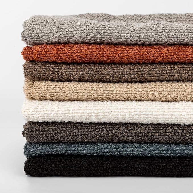 14x26 inch Boucle Lumbar Pillow Cover, Dusty Blue Woven Texture Neutral Long - Image 2