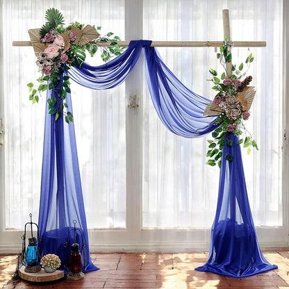 MDS Halloween Chiffon Draping Fabric - 2 Panel, 30" Wide x 100ft Long - Sheer Spooky Arbor & Canopy Drapery for Haunted House Backdrops, Party Ceilings, DIY Costumes & Themed Events - Royal Blue (Pack of 2)