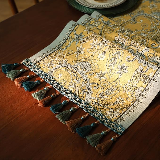 13×72 Inch Table Runner, Retro-Luxury Tassels Series - Image 2