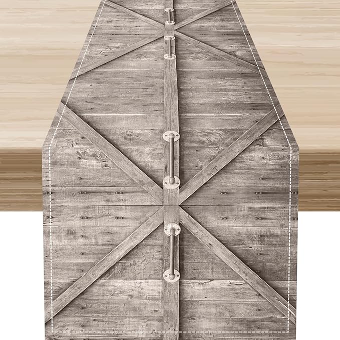Rustic Wood Bar Door Table Runner, Rustic Country Retro Farmhouse Village Plank by Unknown