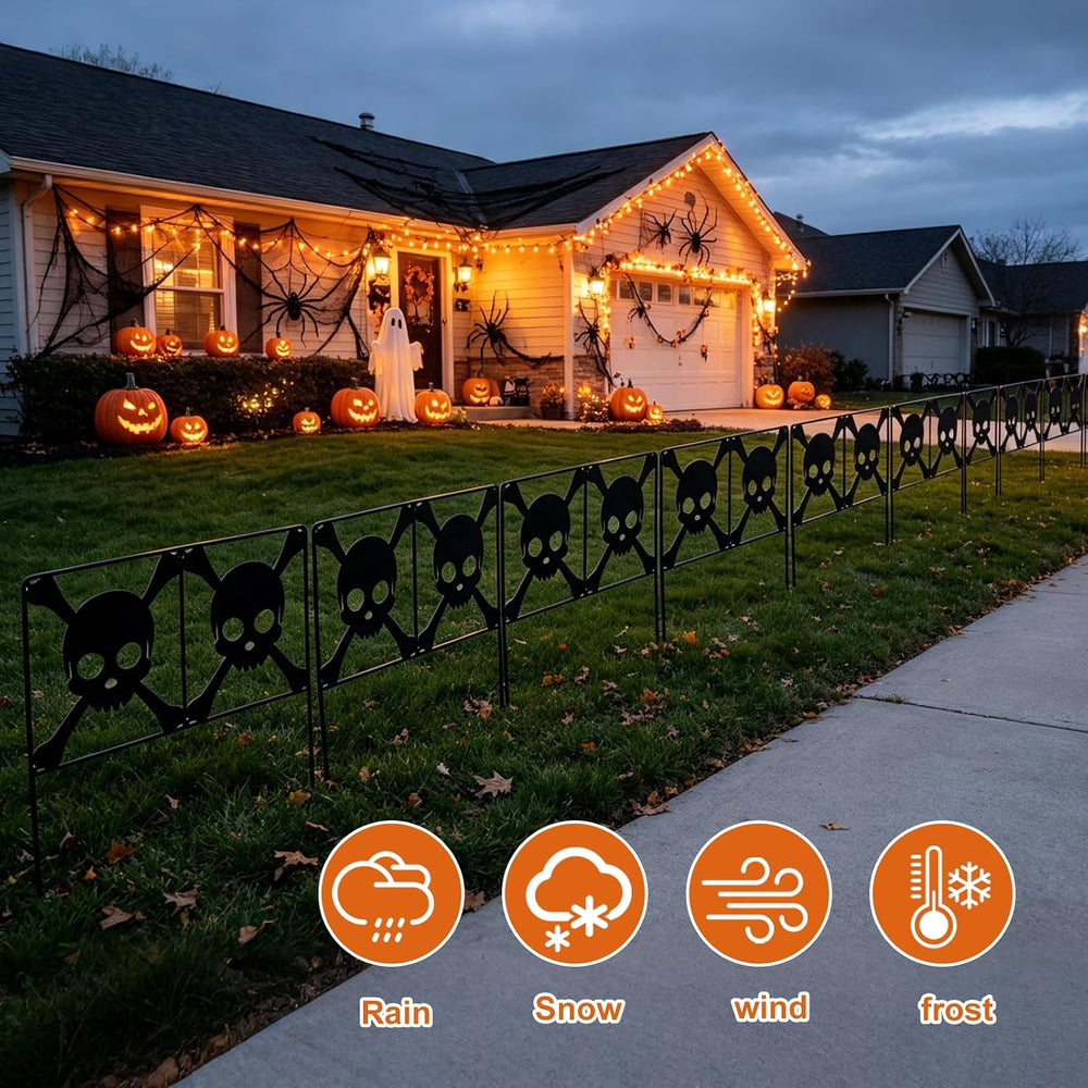 8Pcs Metal Halloween Skeleton Fence Panels 15.7x12.6'' Graveyard Yard...