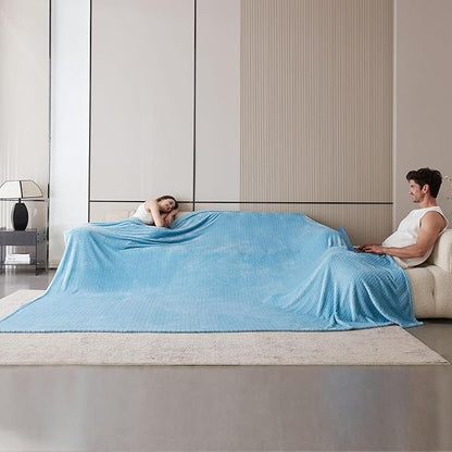 Oversized King Fleece Blanket 120x120 Inches, Seamless Soft Cozy 3D Jacquard - Image 4