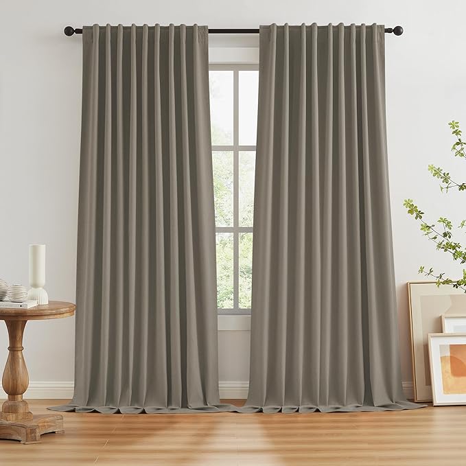 KEQIAOSUOCAI 102 Inches Curtains Blackout Pinch Pleated Drapes Back Tab Hook by KEQIAOSUOCAI