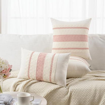 Fancy Homi Set of 2 Boho Pink Decorative Throw Pillow Cover 20x20 Inch - Image 5