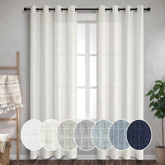 Natural Linen Curtains 96 Inches Long by Pitalk