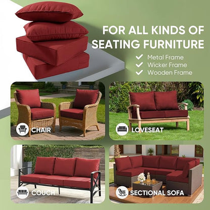 Outdoor Chair Cushions Set of 3, Waterproof 24x24 Patio Chair Cushion, Couch - Image 3