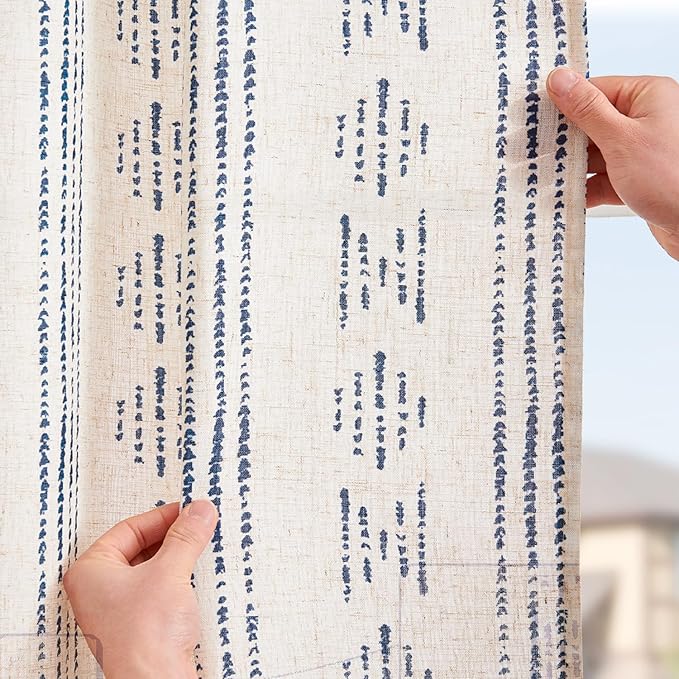 jinchan Boho Kitchen Curtains Linen Tier Curtains 20 Inch Bohemian Cafe Style - Image 6