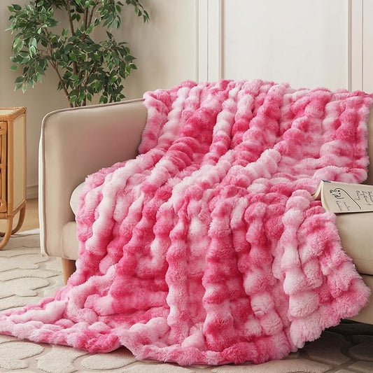 COOVA Faux Fur Throw Blanket for Couch, Cozy Soft and Fuzzy Plush Rabbit Fur by COOVA