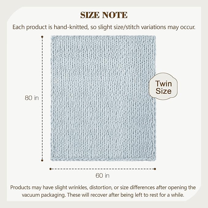 Carriediosa Chunky Knit Throw Blanket 60" X 80" Twin, 100% Hand Made Large - Image 3