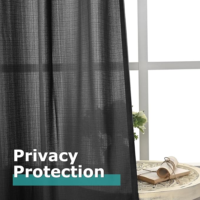 BGment Halloween Black Linen Sheer Curtains - Image 5