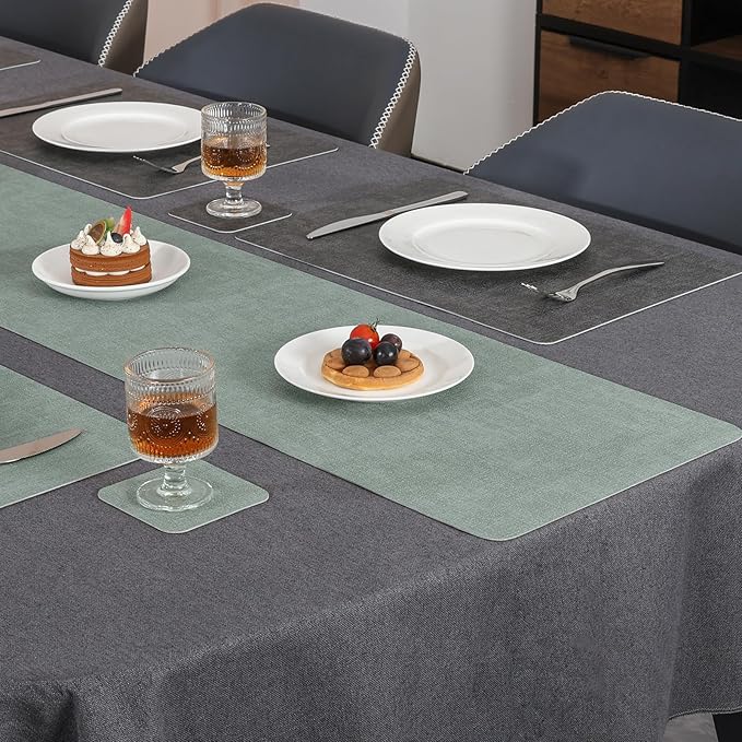 Table Runners 94 Inches Long, Dual-Sided Faux Leather Farmhouse Table Runner - Image 9