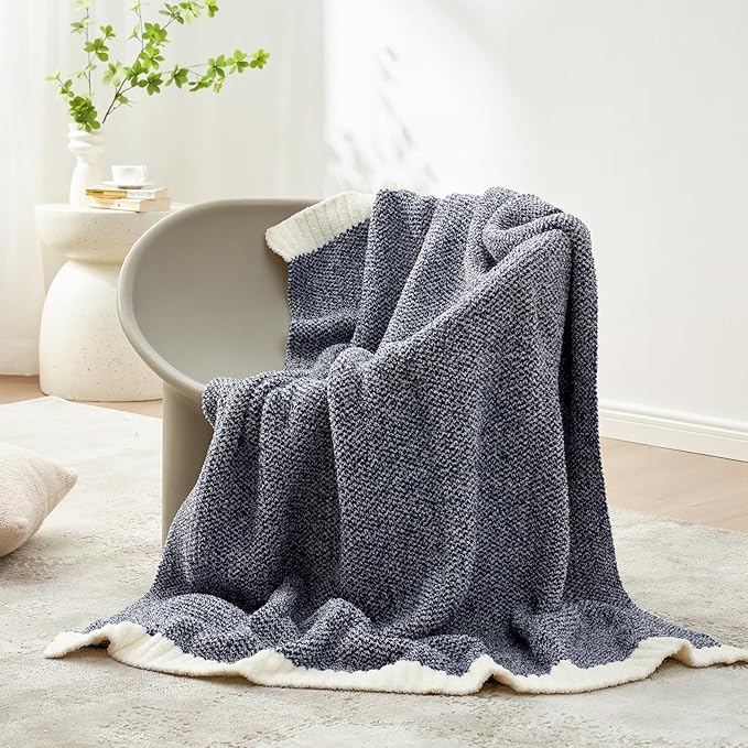 Snuggle Sac Heather Navy Twin Size Blankets, Super Soft Microfiber, Warm Cozy - Image 6