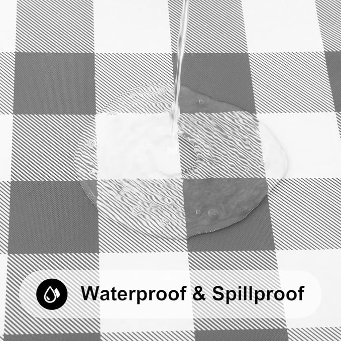 Smiry Rectangle Picnic Table Cloth, Elastic Waterproof Fitted Vinyl Tablecloths - Image 3