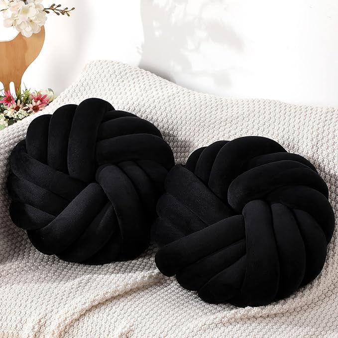 Fumete 2 Pcs 14 Inches Knot Pillow Round Throw Soft Plush Knot Ball Pillow by Fumete