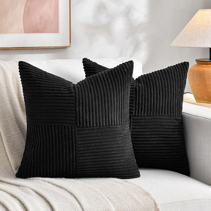 Fancy Homi 2 Packs Black Decorative Throw Pillow Covers 22x22 Inch by Fancy+Homi