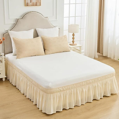 BISELINA Wrap Around Bed Skirts 17" Drop, Cotton Adjustable Elastic Dust - Image 7