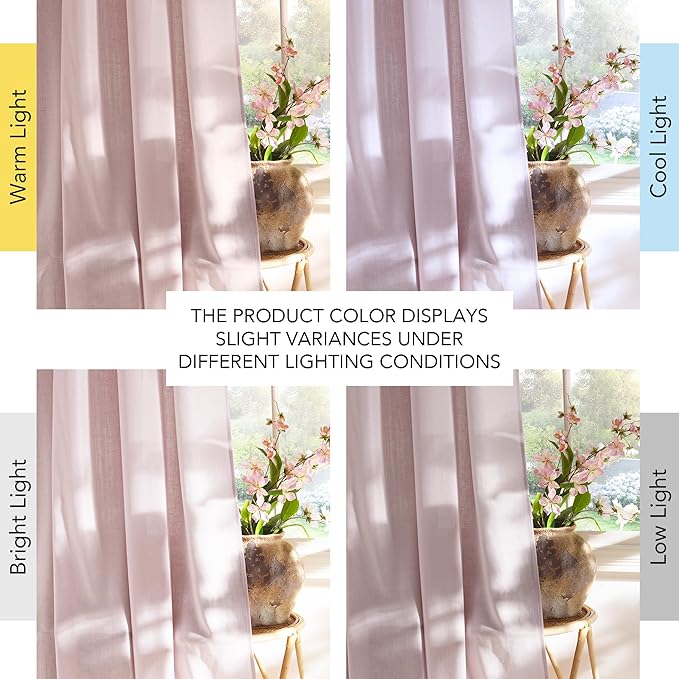 NICETOWN Thick Linen Blush Pink Curtains 2 Panels - Image 7