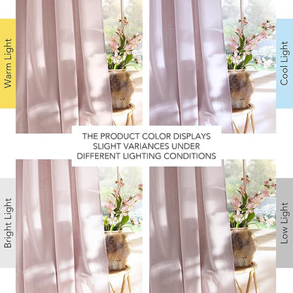 NICETOWN Thick Linen Blush Pink Curtains 2 Panels - Image 7