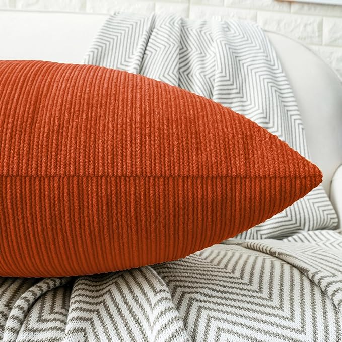 HWY 50 Burnt Orange Chenille Throw Pillow Covers 16x16 Inch - Image 3