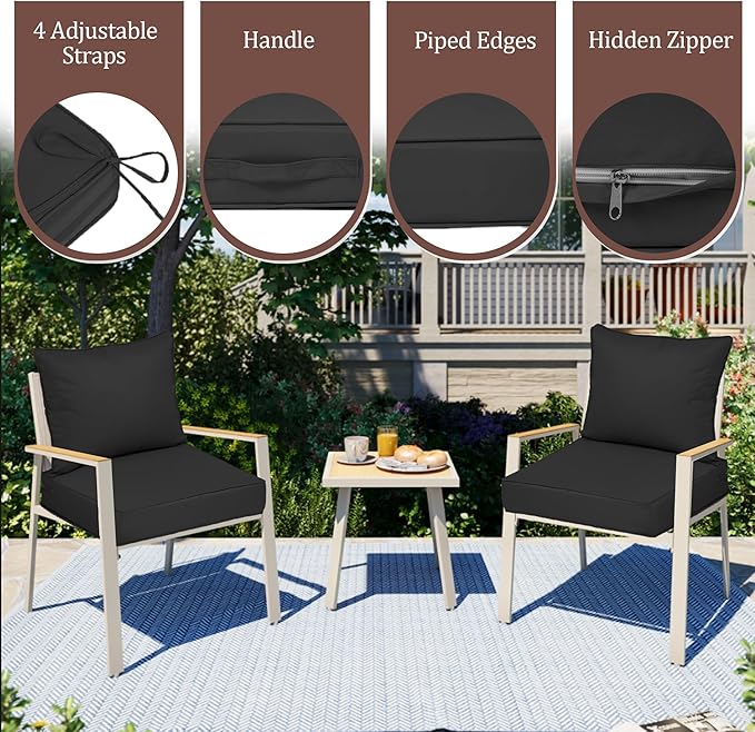 Waterproof Outdoor Chair Cushion Set of 4, Outdoor Cushions - Image 3