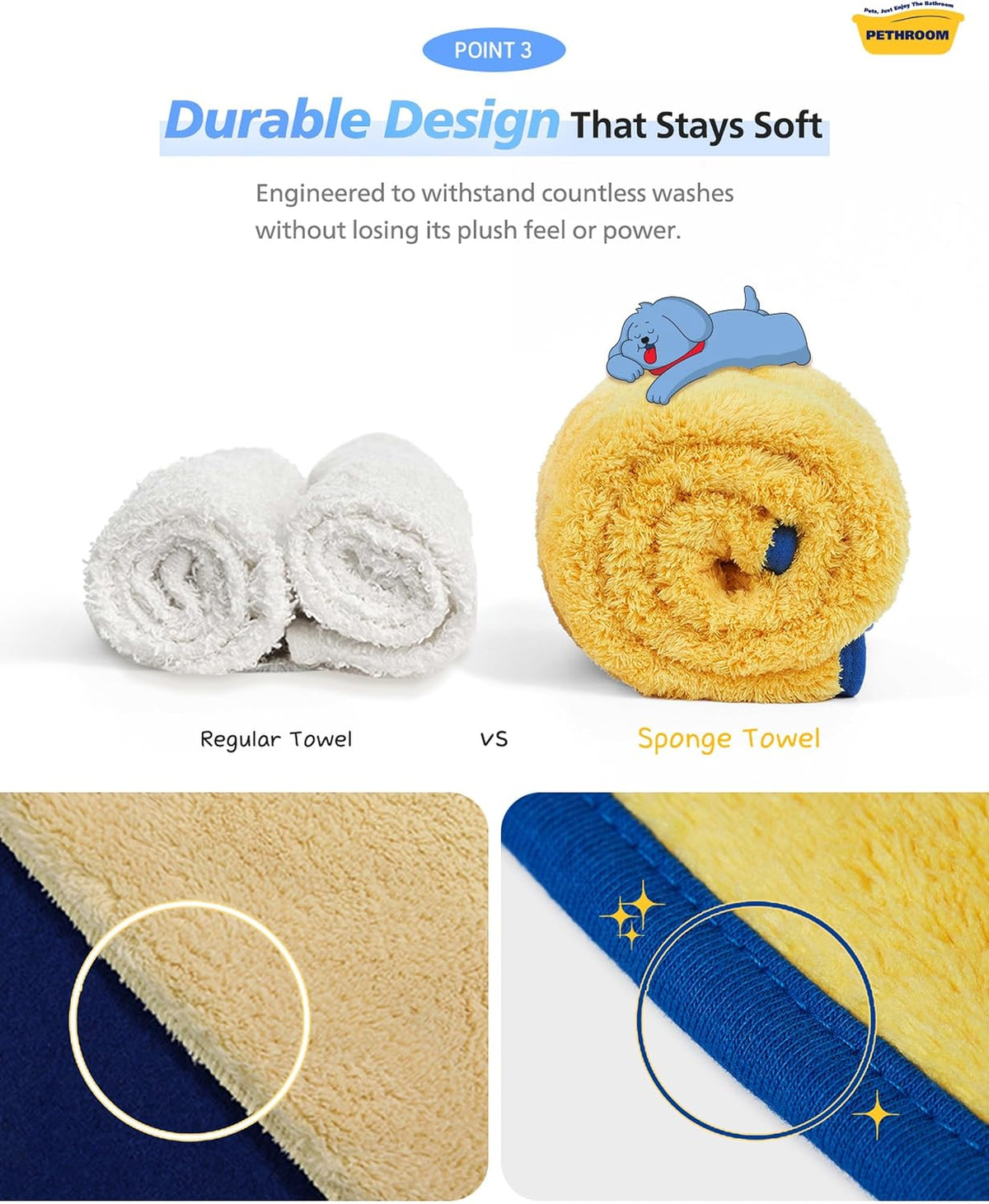 pethroom ultra absorbent pet towel | quick-drying, soft showing dimensions