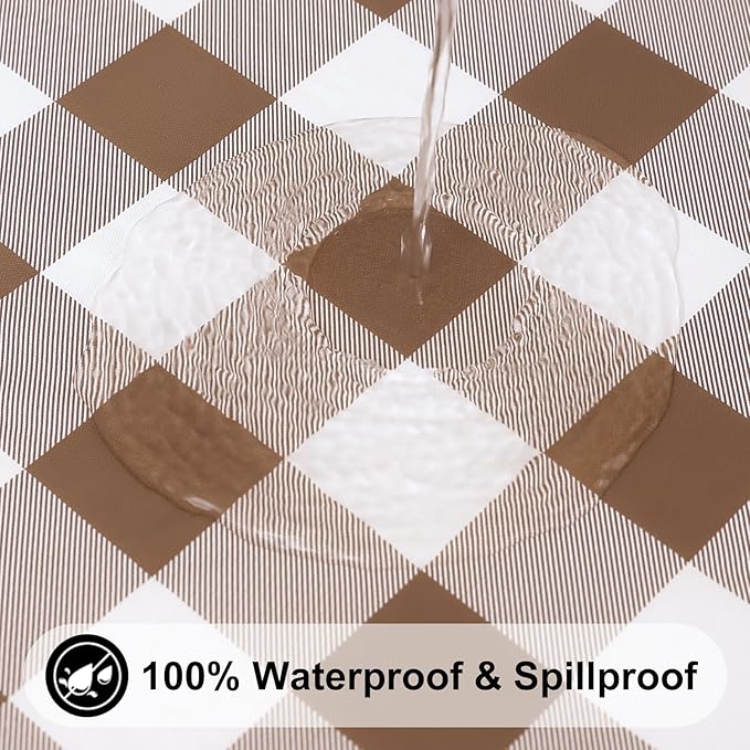 Smiry Rectangle Picnic Table Cloth, Elastic Waterproof Fitted Vinyl Tablecloths - Image 3