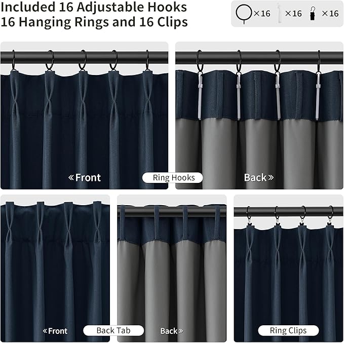 Pinch Pleat 100% Blackout Linen Curtains 96 Inches Long - Image 3