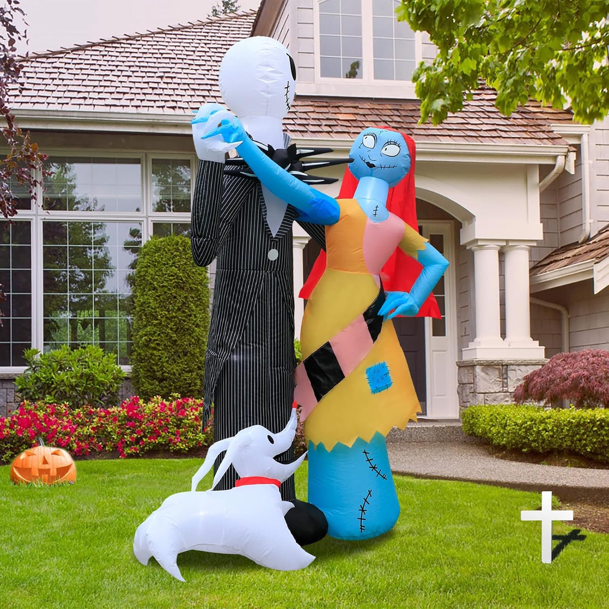 6FT Halloween Outdoor inflatables Decorations,Blow Up Skeleton and Dog Decorations with LED Lights, Halloween Party Decoration for Yard Garden Lawn