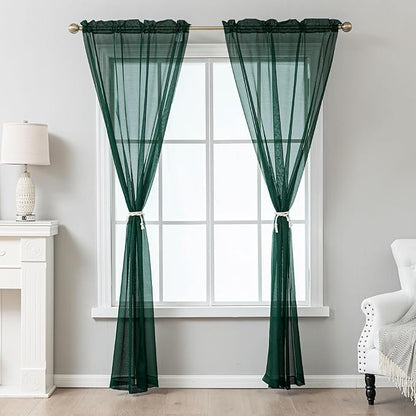 Green Sheer Curtains 108 Inches Extra Long, Privacy Semi Sheer Curtains - Image 7
